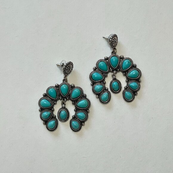 Western Boho Style Silver Concho Naja Earrings #1103 - Picture 6 of 8